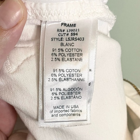 Frame Le Skinny De Jeanne White Denim Raw Hem Mid Rise Skinny Jeans Size 28 - Picture 16 of 16
